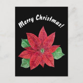Poinsettia - Merry Christmas Postcard - Black Postkarte (Vorderseite)