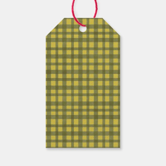 Poinsettia Minimal Green Gingham Frohe Weihnachten Geschenkanhänger (Rückseite)