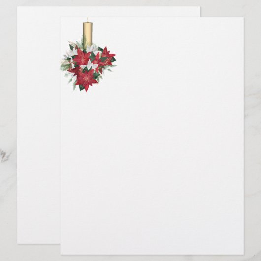Poinsettia mit Candle Bouquet Briefbogen (Vorne/Hinten)