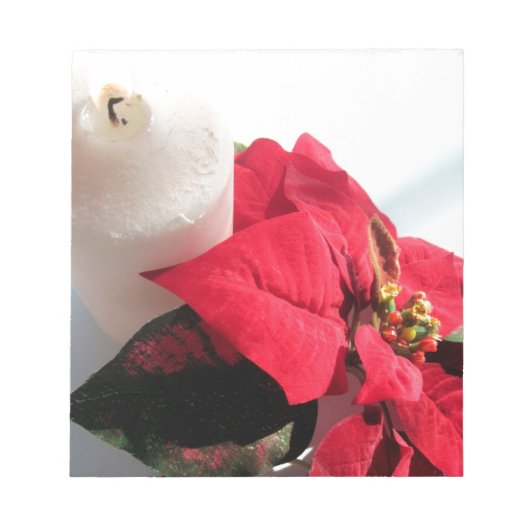 Poinsettia mit Kerze Notizblock (Vorderseite)