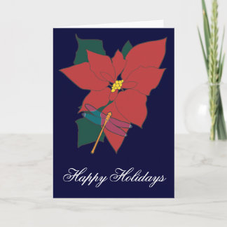 Poinsettia mit Libelle Feiertagskarte