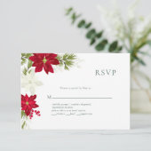 Poinsettia Modern Wedding RSVP Card Gree (Stehend Vorderseite)