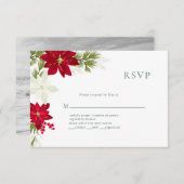 Poinsettia Modern Wedding RSVP Card Gree (Vorne/Hinten)