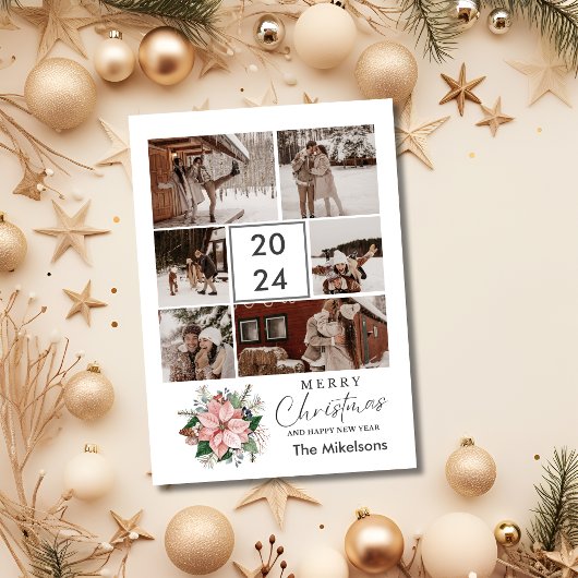 Poinsettia Modernes, trendiges WeihnachtskuppelFot Feiertagskarte