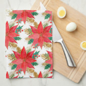 Poinsettia-Muster Geschirrtuch (Viertel Falte)