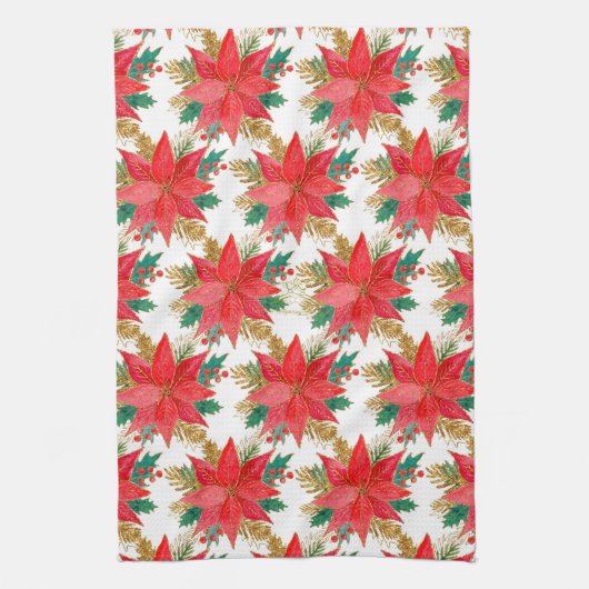 Poinsettia-Muster Geschirrtuch (Vertikal)