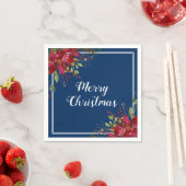 Poinsettia Navy Blue Frohe Weihnachtsfeiertage Serviette (Beispiel)