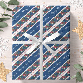 Poinsettia Navy Blue Personalisiert Frohe Weihnach Geschenkpapier