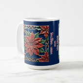 Poinsettia on Blue Christmas individuell anpassbar Kaffeetasse (Vorderseite Links)