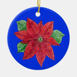 Poinsettia Ornament - Blauer Hintergrund