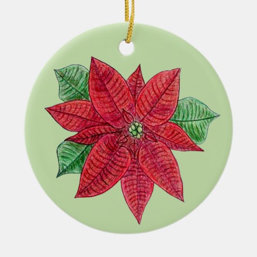 Poinsettia-Ornament - Minzhintergrund Keramik Ornament (Vorne)