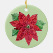 Poinsettia-Ornament - Minzhintergrund Keramik Ornament (Hinten)