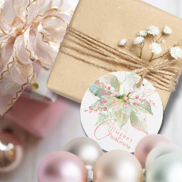 Poinsettia Pastel Pink Gold Chic Frohe Weihnachten Geschenkanhänger