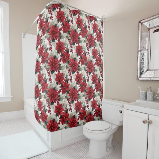 Poinsettia Pattern Curtain Classic Holiday Look Duschvorhang (Beispiel)