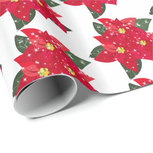 Poinsettia Pattern Geschenkpapier (Rolleneckpunkt)