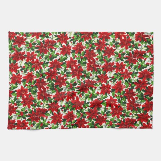 Poinsettia Pattern Weihnachten Geschirrtuch (Horizontal)
