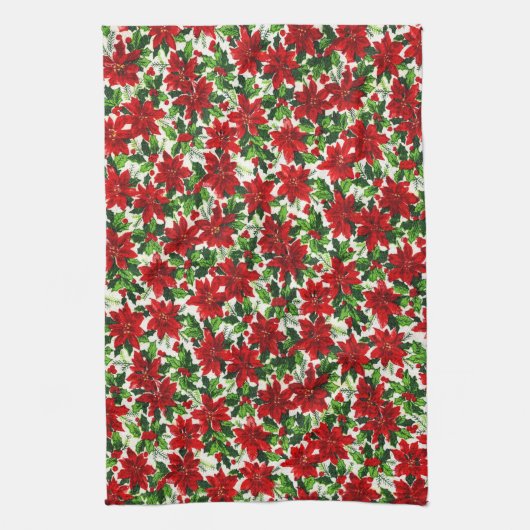 Poinsettia Pattern Weihnachten Geschirrtuch (Vertikal)