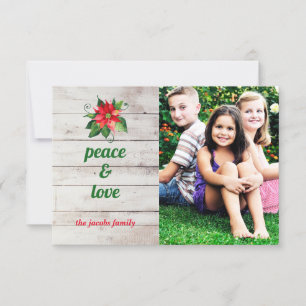 Poinsettia Peace & Liebe - 3x5 Weihnachtskarte Einladung