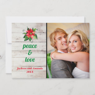 Poinsettia Peace & Liebe Wedding - Weihnachtskarte Einladung