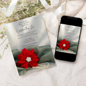 Poinsettia Pearls auf dem Grünen Winter Brautparty Einladung