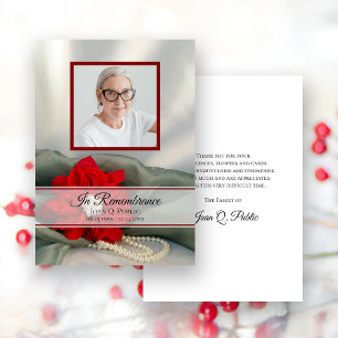 Poinsettia Pearls Winter Beerdigung Beileid Dankeskarte