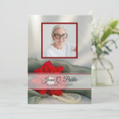 Poinsettia Pearls Winter Beerdigung Service Memori Programm (Stehend Vorderseite)