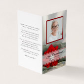 Poinsettia Pearls Winter Beerdigungsgebet Visitenkarten (Vorderseite)