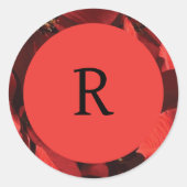 Poinsettia Petals Frame Monogram Umschlag Aufklebe Runder Aufkleber (Vorderseite)