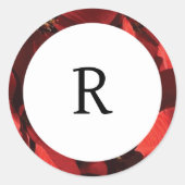 Poinsettia Petals Frame Monogram Umschlag Aufklebe Runder Aufkleber (Vorderseite)