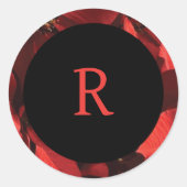 Poinsettia Petals Frame Monogram Umschlag Aufklebe Runder Aufkleber (Vorderseite)