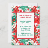 Poinsettia, Pine Boughs und Red Berries Einladung (Vorderseite)