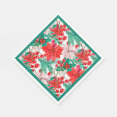 Poinsettia, Pine Boughs und Red Berries Serviette (Ecke)