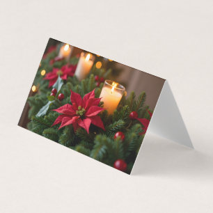 Poinsettia Pine Candles Weihnachtskarte