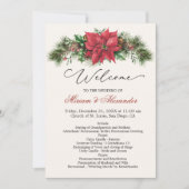 Poinsettia Pine Cones Holly Wedding Program Einladung (Vorderseite)