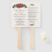 Poinsettia Pine Cones Holly Wedding Program Fächer (Vorne und Hinten)