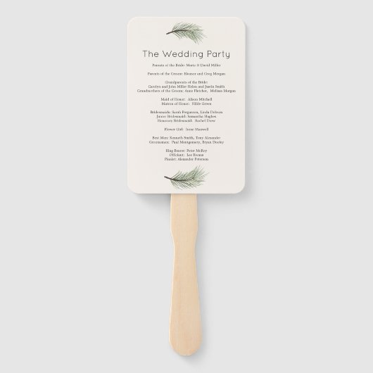 Poinsettia Pine Cones Holly Wedding Program Fächer (Rückseite)