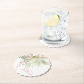 Poinsettia Pink Gold Sage Frohe Weihnachtskalpe Untersetzer (Vor Ort)