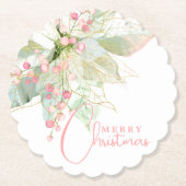 Poinsettia Pink Gold Sage Frohe Weihnachtskalpe Untersetzer (Vorderseite)