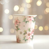 Poinsettia pink Winter Onederland Geburtstag Pappbecher