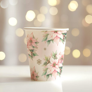 Poinsettia pink Winter Onederland Geburtstag Pappbecher