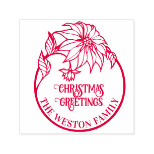 Poinsettia-Rahmen Frohe Weihnachten #2 Familien-Gr Permastempel