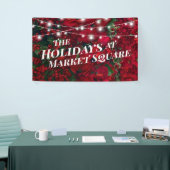 Poinsettia Red Berries Holiday Foto Banner (Messeveranstaltung)