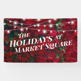 Poinsettia Red Berries Holiday Foto Banner