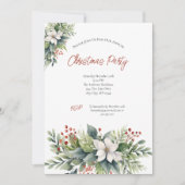 Poinsettia Red Berries Weihnachtsfeier Einladung (Vorderseite)
