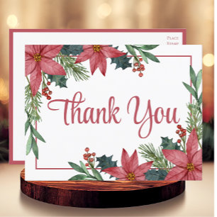 Poinsettia Red Christmas Danke Postkarte