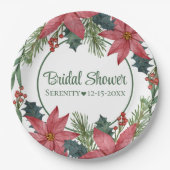 Poinsettia Red Christmas Floral Brautparty Pappteller (Vorderseite)