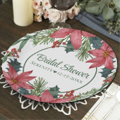 Poinsettia Red Christmas Floral Brautparty Pappteller