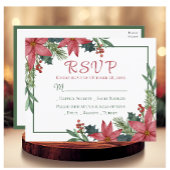 Poinsettia Red Christmas Floral Wedding RSVP Postkarte