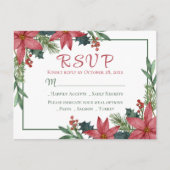 Poinsettia Red Christmas Floral Wedding RSVP Postkarte (Vorderseite)