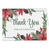 Poinsettia Red Christmas Floral Wedding Vielen Dan (Vorderseite (Horizontal))